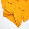 Bluzki damskie koszule 2022 Ubranie żeńskie moda wiązana z krótkim rękawem v szyja vintage uprawna akcesoria kieszeni elegancka bluzka