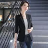 Trajes de mujer Blazers Moda Blazer negro Mujeres Chaquetas de media manga Slim Office Ladies Ropa de trabajo Uniformes OL StylesWomen