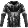 Herrtröjor tröjor riddare templar 3d över hela tryckta män mode hoodie casual daglig lös personlighet pullover jackor's