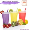 Color Changing Cups Tumblers with Lids Straws - 7 Reusable Bulk Plastic Cold for Adults Kids 24oz Tumbler 220509