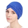 Beanies Women Head Wrap Casual Bead Forehead Cross Muslim Hats Accessories Beanie Turban Fashion Chemotherapy Cap Solid Western Style Chur22