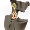 Dangle & Chandelier Moroccan Women's Droplet Hanging Earrings Arab Luxury Wedding Bridal In Gold Greenstone Fashion JewelryDangle