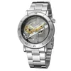 Zrezygnowanie z luksusowych design przezroczysty obudowa brązowe skórzane paski męskie zegarki Top marka luksusowe automatyczne szkieletowe zegarki 220622