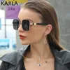Übergroße quadratische Sonnenbrille Frauen mit Kette Luxusmarke Designer schwarze Punk-Sonnenbrille für Damen Steampunk Eyewear W220422