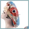 Womens Extra Large Hair Cap For Slee New African Elastic Artificial Silk Printed Satin Round Hat Chemo Bonnet Night Turban Drop Delivery 202