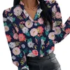 Sommer Floral Print Bluse Frauen Kleidung Stehkragen Langarm Büro Dame Shirts Tops Weibliche Casual Plus Größe Blusen 220513