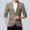 Mens Blazers Slim Fit Suits for Men Business Formal Blazer Mens Jackets de Casamento Macho Macho Menina Plaid Blazer Jaqueta 220705