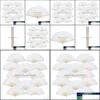 Party Favor Event Supplies Festive Home Garden 12 Pack Hand Hold Fans White Paper Fan Bamboo Folding Handheld Folded for Church Wedding GI