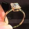 14K AU585 Yellow Gold Women Ring Diamonds 1 2 3 4 5 Carat Rectangle Emerald Wedding Party Engagement Anniversary Ring 2208164523082