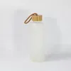 高速配信750ml昇華霜の水ボトルフロストガラスマグマットガラスジュースボトル竹のふたを空白の昇華タンブラー旅行タンブラー