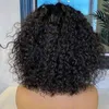 A Human Hair Wig With Bangs Water Wave Glueless Full Machine Made Deep Fringe Bob Wigs For Women Virgin Brazilian Pixie Cut 220606