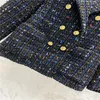 Kadın Ceketleri Kadın Kızlar Vintage Tweed Tasarımcı Blazer Peacoat Kireçli Ceket Milan Milan Pist Markası Lüks Elbise Mektubu Broş Üstleri Takım