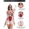 Festliche Partys Supplies Halloween Party Kostüm 3D Digitaldruck Krankenschwester Zombie Rundhalsausschnitt Schlankes Langarmkleid Holloween Damen Cosplay Hüftrock ZL1245