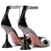 Афунтотон Инкрустированные туфли на высоких каблуках для женщин с цепями 2022 весна летние винные стеклянные каблуки. Элегантная женщина 220711