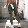 Joggers Sweetpants Men Calças magras casuais calças de vários bolsos de rastreamento masculino Treinamento de fitness de ginástica Esporte de pisca de panteda G220713