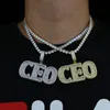 Correntes Hip Hop Iced Out Bling Cubic Zirconia CZ Big Heavy CEO Letter Pingente colar