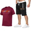 Camisas casuais masculinas camiseta masculina e shorts terno esportivo de 2 peças Defina algodão de manga curta Tops Jogger Sortpants Male clo clo clo