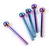 Nano Plating Laser Colorful Style Pyrex Glass Oil Burner Pipe Straight Tube Hand Pipes For Hookahs Spoon Shape Mini Oil Dab Rigs Smoking Tools SW124