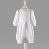 Completi di abbigliamento Nimble White Baby Boy Clothes Set Battesimo Abiti Estate Solid Manica lunga Fiocco Pizzo Abito da battesimo Nato gentiluomo CompleannoCl