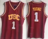 NCAA Basketball USC Trojans College 31 Matt Miller Jersey 33 Lisa Leslie 24 Brian Scalabrine 1 Nick Young DeMar DeRozan 24 University Red White Yellow Team Color