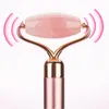 Electric Vibrating Natural Rose Quartz Jade Roller Face Lifting Stone Facial Massager Energy Beauty Bar with retai