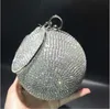 Avondtassen diamant vrouwen kristal ronde koppelingzak voor mode handtassen en portemonnees mini metaal bruiloftsfeest Clutchesevening