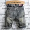 Mens Retro Style Ripped Denim Shorts Summer Fashion Casual Hole Patch Jean Shorts Male Clothes 220611