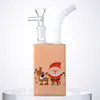 Orange 4 färger xmas 14mm kvinnliga gemensamma hookahs dryck flaska perc mini små riggar dab rig silikon bongs med skål julstil wp21103