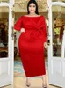 Plus -Size -Kleider rotes Kleid Frauen große Bogenparty Bodycon Shiny Hülle Roben sexy Midi Länge Feiern Sie Event Abend Abend Prom Chr6494365