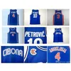 NC01 10 Drazen Petrovic Jersey Université Cibona Zagreb JUGOSLAVIJA YOUGOSLAVIE Blue College Basketball Shirt Top Qualité 1