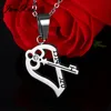 Pendentif Colliers Unique Clé Détachable Demi Amour Coeur Pendentifs Pour Femmes Hommes En Acier Inoxydable Couples Mode Valentine CadeauxPendentif