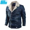 Darphinkasa Zima zagęszczona dżinsowa kurtka Men Streetwear Casual Warm Bomber Dżins Kurtka polarowa kurtka moda Men 201218