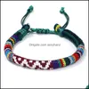 Charm armband smycken justerbar v￤nskap armband kvinnor handgjorda v￤v armband stickad bomullstyg tr￥d fl￤tat rep dhert
