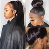 Saç perukları 360 Dantel Frontal İnsan Siyah Kadınlar İçin Ön Kapanmış Brezilya Remy 13x4 Düz ön 32 inç 220722