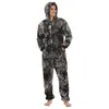 Automne hiver décontracté flanelle Onesies à capuche combinaison pyjama hommes combinaisons fermeture éclair vêtements de nuit W220331