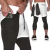 Herren 2 in 1 Laufhose Jogginghosen Fitnesshosen Sporthosen Fitnessstudio Tight Workout Kleidung Mann Jogger Training Sportwear 220509