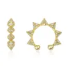 Clip-on & Screw Back 1 Piece No Piercing Ear Cuff Micro Pave Cz Gold Silver Color Spike Circle Cip On Earring