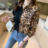 Women's Blouses & Shirts Europe And America Style Chiffon Shirt For Women Leopard Print Patchwork Long Sleeved Loose Casual Blouse TopsWomen