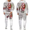 رجال المسارات عيد الميلاد سانتا كلوز الخريف شتاء 3D المطبوعة الرجال المقطوعة مجموعة هوديز السراويل ملابس طويلة الأكمام بدلة رجال الرجال