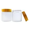 150 ml/250 ml crème Jar container verpakking flessen Amber Pet Cosmetic 8oz plastic pot met schroefdop bamboe houten deksel