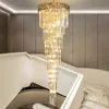 Moderne woonkamer grote kroonluchter hanglampen luxe kristallen led trap hangende lamp goud ronde villa home decor verlichting armatuur