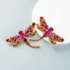 Luxury Dragonfly Studs örhängen Kvinnor Personlig överdriven insekt Metall Crystal Rhinestone Animal Design Stud Earring Present Fashion Jewelry Accessories