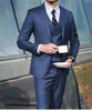 ファッションブルーグルームタキシードノッチラペルスリムフィットグルームメンウェディングドレス優秀な男ジャケットブレザー3ピーススーツジャケットパンツベストタイ1296