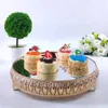 1PC Metal Wedding Cake Stand Decoration Party Mirror Tray Dessert Electroplate Gold Cupcake Table Home Display Tools 220307