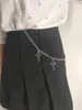 Kleryki punkowe hip-hopowe modne puste spodnie w talii łańcuch mężczyzn srebrny kolor metalowe spodnie klawisze