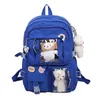 Largecapacity Cute Women MultiPocket Nylon Backpack Ins Junior High School Student School Bag Female Girl Backpack Laptop Book 220812