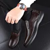 Heren echt Leathermicrofiber LeThe schoenen 3847 zachte antislip rubberen loafers man casual lederen schoenen 220716