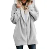 女性コート冬S-5XL因果ソフトフード付きポケットジッパーフリースフリースぬいぐるみ女性コート温かいプラスフェーファーふっくらした女性ジャケットL220706