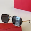 Metall-Sonnenbrille mit Gold-Finish für Herren 0194S, gebürstetes Champagner-Gold-Metall, polierte goldene schraubenförmige Lünette für Herren, schwarze Stegbügel, rechteckige Brille