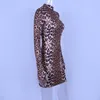 Långärmad höghals Leopardtryck Sexiga klänningar Autumn Winter Women Fahsion midja julfest W220421